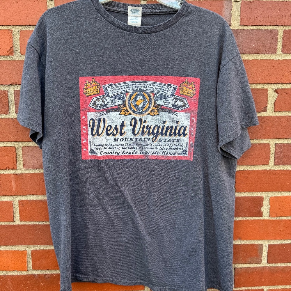 West Virginia Mountain State Budweiser beer label look Delta Pro Weight shirt- L